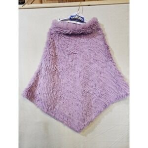 Brandon Thomas Rabbit Fur One Size Lavender Poncho